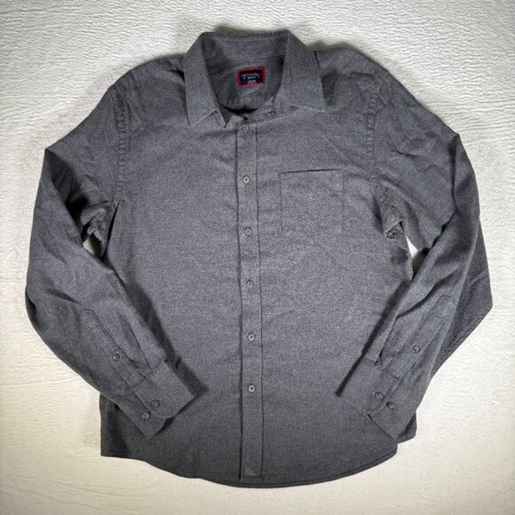 Untuckit Long Sleeve Button Up Flannel Shirt Men's Medium Gray - Picture 1 of 7